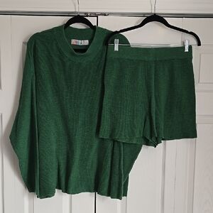 Free People Malibu Solid Surf Set (Sweater + Shorts) - Green